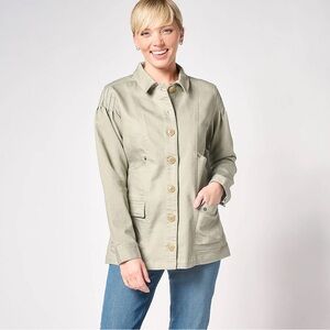 Any Body Stretch Twill Utility Jacket with Pockets in Sage XLP New‎ With Tags